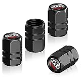 Auto Ventilkappen,4Pcs Auto Reifenventil Kappe Staubkappen Legiertes Ventilkappen mit Logo Arbeiten mit Audi A1 A3 RS3 A4 A5 A6 A7 RS7 A8 Q3 Q5 Q7 R8 Class S Serie,Autoreifen Zubehör,Schwarz