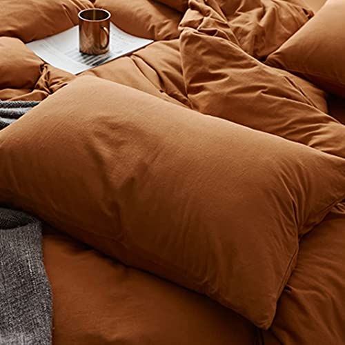 Sedefen Burnt Orange Duvet Cover Set King Size Caramel Pumpkin Bedding Duvet Cover Super Soft Microfiber Minimalist Style Solid Rust Comforter Quilt Cover with Zipper Closure Corner Ties by Sedefen - Image 6