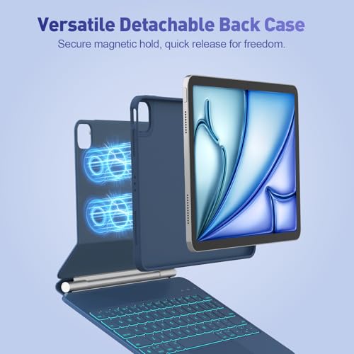 Image of for iPad Air 11 /Pro 11 (1-4) Keyboard Case, Multi-Magnetic Mode | Portrait /Landscape, 11-Color Backlit & Multi-Touch Trackpad, Detachable Case for Air 11 M4-M2 /Air 4-5 /Pro 11 Gen 1-4, Blue