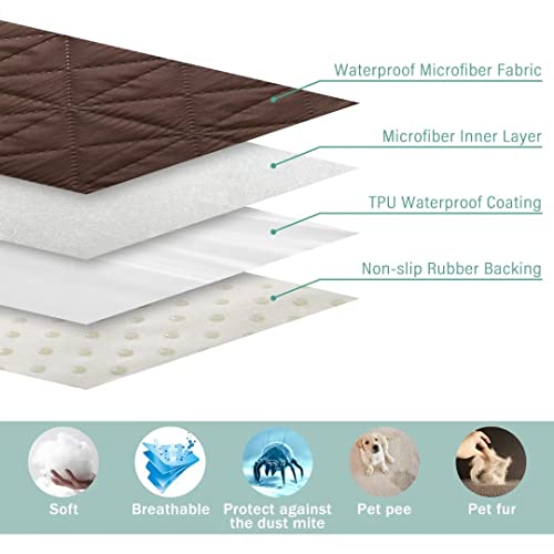 Yurihome Non-Slip Recliner Cover For Recliner Chair, Waterproof Recliner Sofa Slipcover Couch Cover Furniture Protector With Pocket And Elastic Straps For Pets Kids Dog Cat, 23"/Small, Chocolate #TOP3