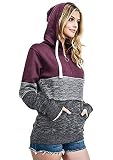 Cassiecy Hoodie Damen Kapuzenpullover Herbst Winter Frauen Freizeit Sport Langarm Sweatshirt Streetwear Kapuzenpulli Tops (L,Weinrot)