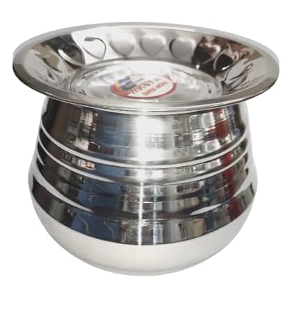 NAAYAGI  - Stainless Steel Made / Induction Friendly / Ringer Body - Milk Boiling, Rice, Cooking Pot with LID - 1.5 + Litre Approx ( Silver Color )