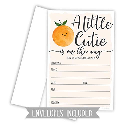 Little Cutie Baby Shower Invitations (20 Count) With Envelopes - Gender Neutral Or Girl Baby Shower #TOP1