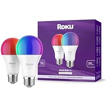 Roku Smart Light Bulbs Color, 2-Pack - Dimmable A19 Color Lightbulbs with Adjustable Brightness & Temperature - WiFi Smart Bulbs Works with Roku Voice, Alexa & Google Assistant - Smart Home Products