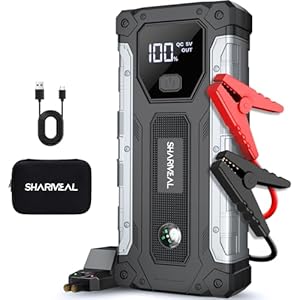 Sharmeal Car Battery Jump Starter 6000A, Jump Starter Battery Pack for All Gas and 10.0L Diesel, 12V Portable Jump Box with LED Light 6000A (5A Battery Cell Premium Edition)