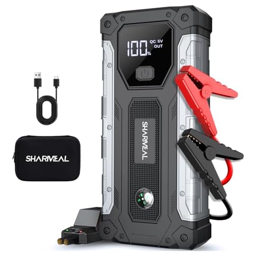 Sharmeal Car Jump Starter 5000A, Jump Starter Battery Pack for 10.0L Gas and 9.0L Diesel, 12V Portable Jump Box with LED Light