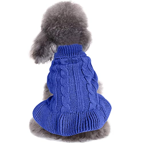 Knitted Small Dog Sweater Dress, Turtleneck Warm Winter Puppy Clothes