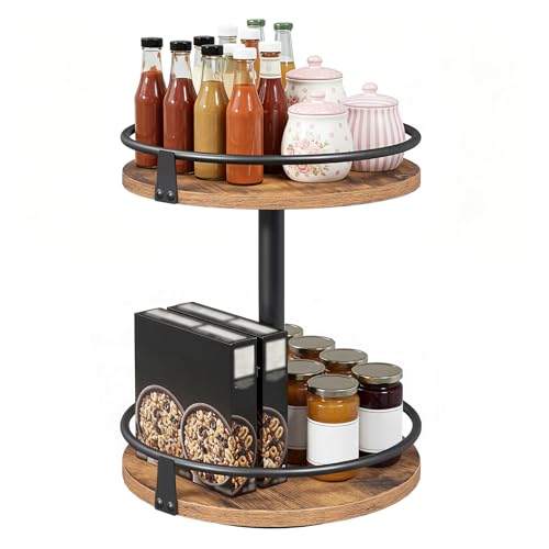 HOOBRO Gewürzregal, Küchenregal, 2-stufiger drehbarer Gewürzständer, Küchen-Organizer, Gewürzhalter, für Küchentheke, Schminktisch… – Ansicht 9
