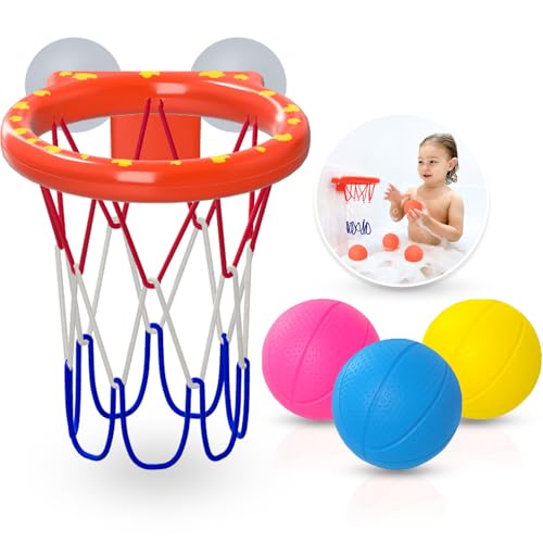 MARPPY Bath Toys - Bathtub Basketball Hoop for Toddler Kids - Mold-Free Bath Toys with Strong Suction Cups and 3 Colorful No-Hole Balls - Fun Shower...