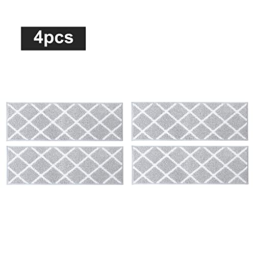 Cosy Homeer Edging Stair Treads Non-Slip Carpet Mat 28Inx9In Indoor Stair Runners For Wooden Steps, Stair Rugs For Kids And Dogs, 100% Polyester Tpe Backing 4Pcs,Grey #TOP1