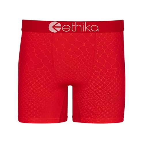 Ethika Mens MID Boxer Brief | Embossed Python -Red-