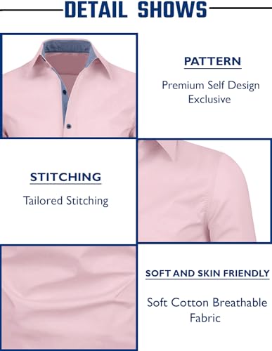 Image of Zombom Men's Solid Cotton Blend Regular Fit Full Sleeve Collared Neck Casual Shirt for Men