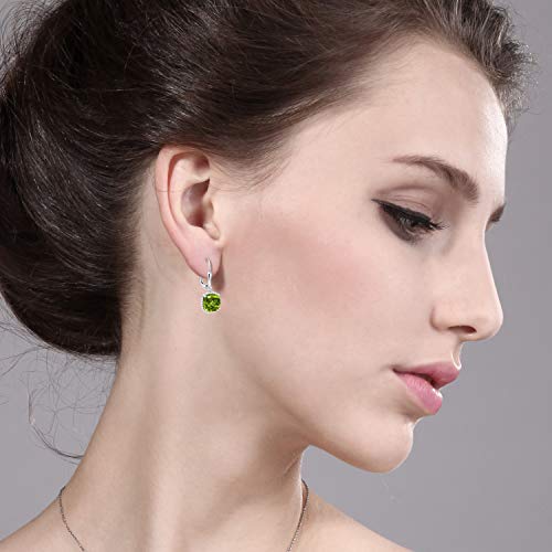 Gem Stone King 3-6 Cttw Leverback Drop Dangle Earrings for Women | 8MM Cushion Gemstone Birthstone | 925 Sterling Silver | Fine Jewelry Gifts for Her Mom Women Wife - Image 4