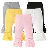 DREAM BUS 5 Pack Baby Girl Pants Toddler Girl Ribbed Ruffle Bell Bottoms Pants Newborn Girl Flare Leggings