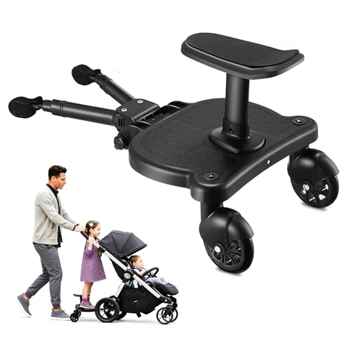 Naniruok Universal Stroller Board with Detachable Seat, 2 in 1 Buggy Board Suitable for Most Brands of Strollers, Holds Children Up to 55 lbs
