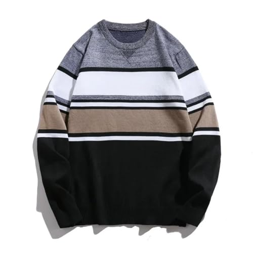 Men's Thin Color Block Knitted Sweater Slim Fit O-Neck Long Sleeve Fashion Base Layer Pullover Sweater4