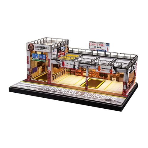 Maquette de garage 1/64 Sharplace avec vitrine pour voiture de collection