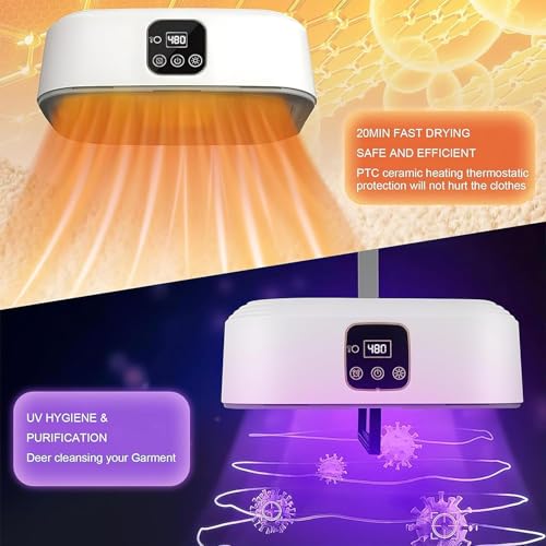 Image of Portable Clothes Drying Machine with UV Sanitizing | 600W Electric Clothes Dryer with Foldable Drying Bag & Digital Timer | Fast Warm Air Garment Dryer for Home, Apartment, Travel & Winter Use (S2)
