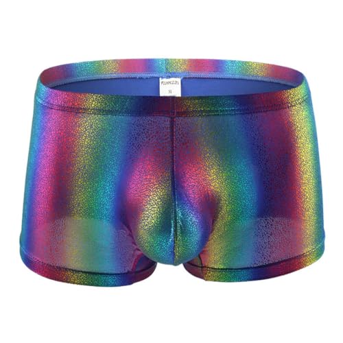 Image of Men Shiny Boxer Shorts Elastic Liquid Metallic Hot Pants Stage Performance
