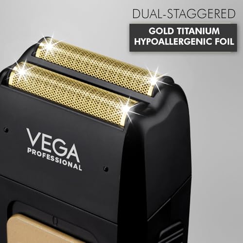 Image of VEGA PROFESSIONAL Pro Shave Hair Shaver for Salon Professionals, Barbers and Salon-Like Shave at Home With Gold Titanium Foil & 210 Mins Runtime, (VPPFS-01)