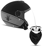 Pro Tork Capacete New Atomic Skull RideRosa Hd Fosco 58 Preto/Prata