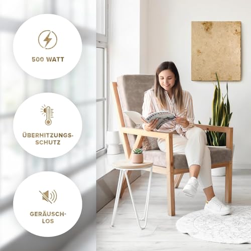Marwona Naturstein Infrarotheizung mit Digitalthermostat I Jura 500 W I Energiesparende Marmor Infrarot Wandheizung I 5 Jahre Garantie I Deutsche Qualität I B- Optik-4