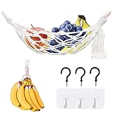 Boho Fruit Hammock, Macrame Fruit Hammock for Kitchen Under Cabinet, Hanging Fruit Hammock, Banana Hammock Fruit Holder, Produce Fruit and Veggie Hammock, RV Net Basket for Fruit, Banana Hanging (set)