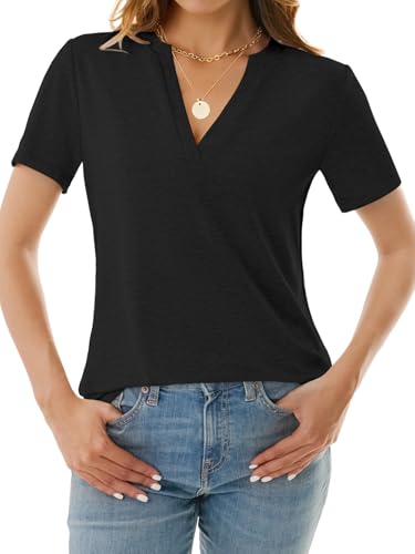 NORACORA Women's V Neck Short Sleeve T Shirt Summer Casual Tops Basic Blouses Trendy Fashion for Work Daily Wear - image 5