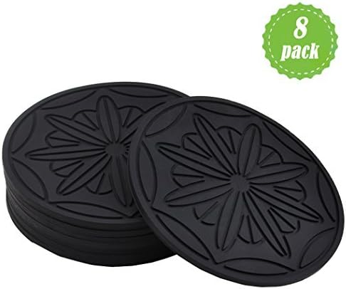 365park Coasters, Silicone Drink Coaster Set (Black/B)