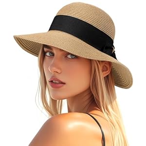 Beach Hats for Women, Sun Straw Hat for Women, UPF 50+ UV Sun Protection Sun Hat Womens, Foldable Floppy Sun Hat