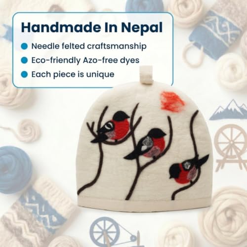 Image of Glaciart One Wool Teapot Cozy Kettle Cover | Dome Shaped Large Tea Cosy, Kettle or French Press | Handmade & Needle Felted from Natural Wool | Warms Up to 2 Hours | Great as Gift