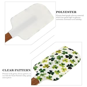 3pcs St Patricks Day Silicone Spatula Cake Decorating Spatula with Wooden Handle for Irish Baking Shamrock Kitchen Cooking Supplies
