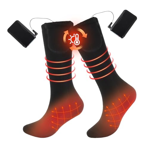 Heated Socks,Hettluo 5V 4000mAh Rechargeable Electric Heated Socks for Men Women Warm Thermal,with 3 Heating Setting for Outdoors Work Fishing Hunting Skiing Cycling Hiking Camping Motorcycling