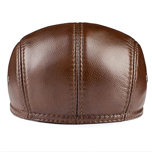 Ccbuy Earmuffs Warm Autumn Leather Men's Retro Beret Flat Hat Winter Gatsby Driver Hat Newsboy (Color : D, Size : 59-60Cm) #TOP2
