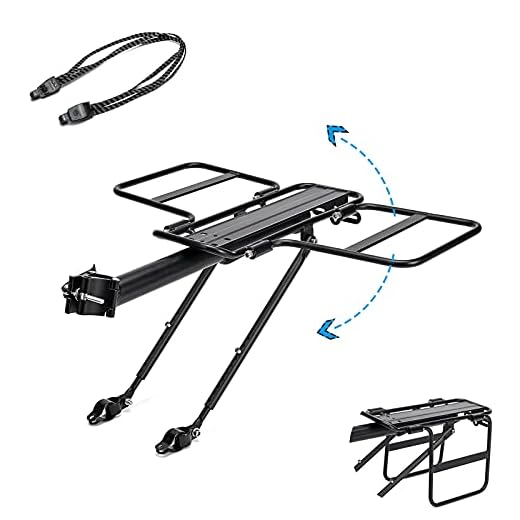 Jranter Bike Bicycle Cargo Rack Bike Rear Cargo Rack Quick Release Foldable Bike Luggage Rack Bike Accessories for Back of Bike Fit for 24-29 Mountain Bike with Bungee Straps 165 lbs