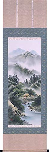 掛け軸 彩色山水(玉 峰)