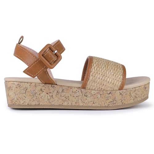 shoeslocker Girls Sandals Flatform Wedge Open Toe Sandals Adjustable Ankle Strap (Little Kid/Big Kid)3