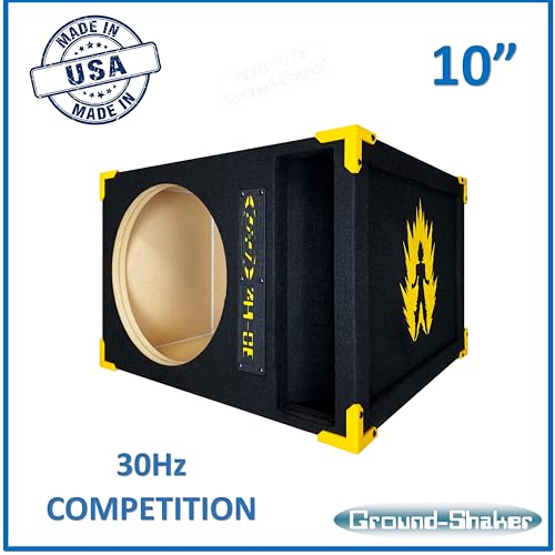 Image of 30HZ Reinforced Competition Single Ported Sub Box Sub Woofer Enclosure Speaker Box Car Audio Subwoofer Ground Shaker Box Ground-Shaker (Goku Yellow, 10 inch)
