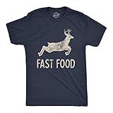 Mens Fast Food T Shirt Funny Deer Hunting Season Novelty Graphic Tee Funny T Shirts Cool Hunting Short Sleeve Novelty Tees for Guys Navy - L