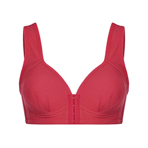 Women's Front Closure Bras No Underwire Push Up Bra One-Piece T-Shirt Bra Everyday Underwear Red #TOP2