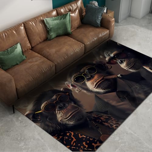 Tapis de style urbain 120x180cm motif singe avec lunettes de soleil - 2