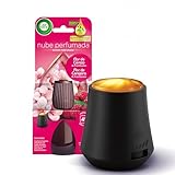 Air Wick Essential Mist, Ambientador difusor de aceites esenciales que brilla al liberar vapor, con aroma a Flor de Cerezo y Frambuesa infusionado con 2 veces más aceites esenciales