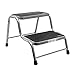 Produktbild Wiltec Doppeltrittstufe aus Stahl bis 150 kg, 2 Stufen Tritt mit Rutschfester Trittfläche, Trittleiter für Camping, Outdoor und Haushalt
