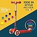 Lifemaster Kids Scooter – Children and Toddler 3 Wheel Kick Scooter – LED Wheel Lights Illuminate When Rolling– Adjustable Handlebar – Indoor and Outdoor Red
