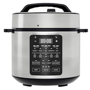Sweetcrispy 12-in-1 Electric Pressure Cooker 6 Quart,Slow Cooker,Rice Cooker,Steamer,Sauté,Soup,Yogurt Maker,Warmer,Stainless Steel,Silver Grey