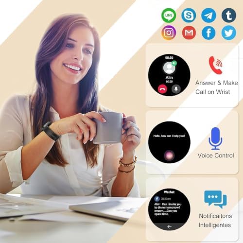 Smart Watch, 1.43" Touchscreen Smartwatch for Men Women (Answer/Make Call), Fitness Tracker with 100+ Sport Modes, IP68 Waterproof/Spo2/Pedometer/Sleep Monitor, Activity Tracker for Android iOS ﻿ — view 2