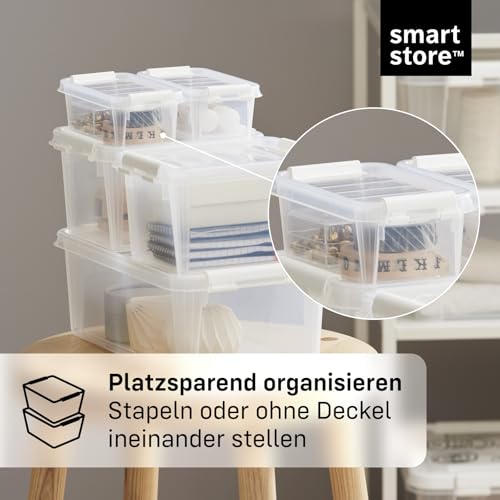 SmartStore - 10x kleine Aufbewahrungsboxen mit Deckel Classic 0,3L (15x9x6cm) | Stapelbare Box mit Deckel | Lebensmittelechte Kunststoffbox | Kleine Plastikbox mit Deckel & verstärkten Ecken