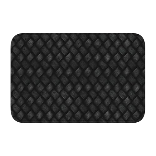 Woshuwo Felpudo negro con patrón estructurado, antideslizante, para entrada interior exterior, granja, hogar, 40 x 60 cm