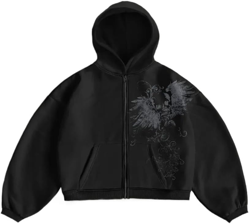 Obenie Unisex Pattern Zipper Hoodie Sweatshirt Y2K Hoodie Casual Jacket Street Wear