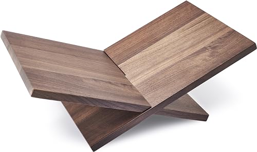 Honygebia Solid Wood Book Stands - Cross Frame Walnut Wooden Book Holder, Open Bookstand for Display and Reading, Suitable for Art, Bible, Cookbook, Easel, Magazine, Textbooks